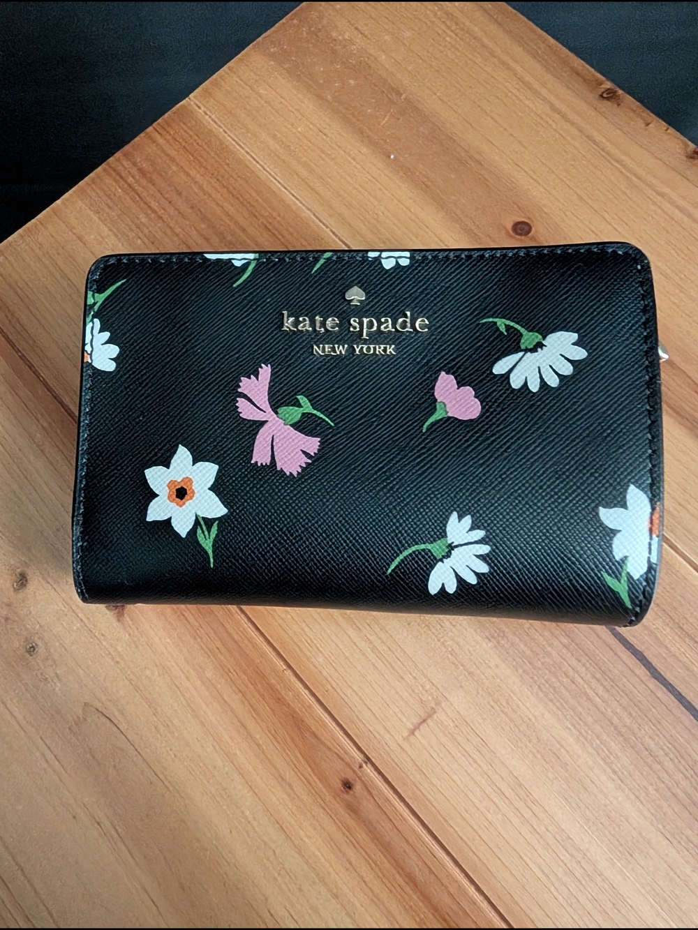 NWOT - kate spade Madison Floral Waltz Black Bifold Wallet